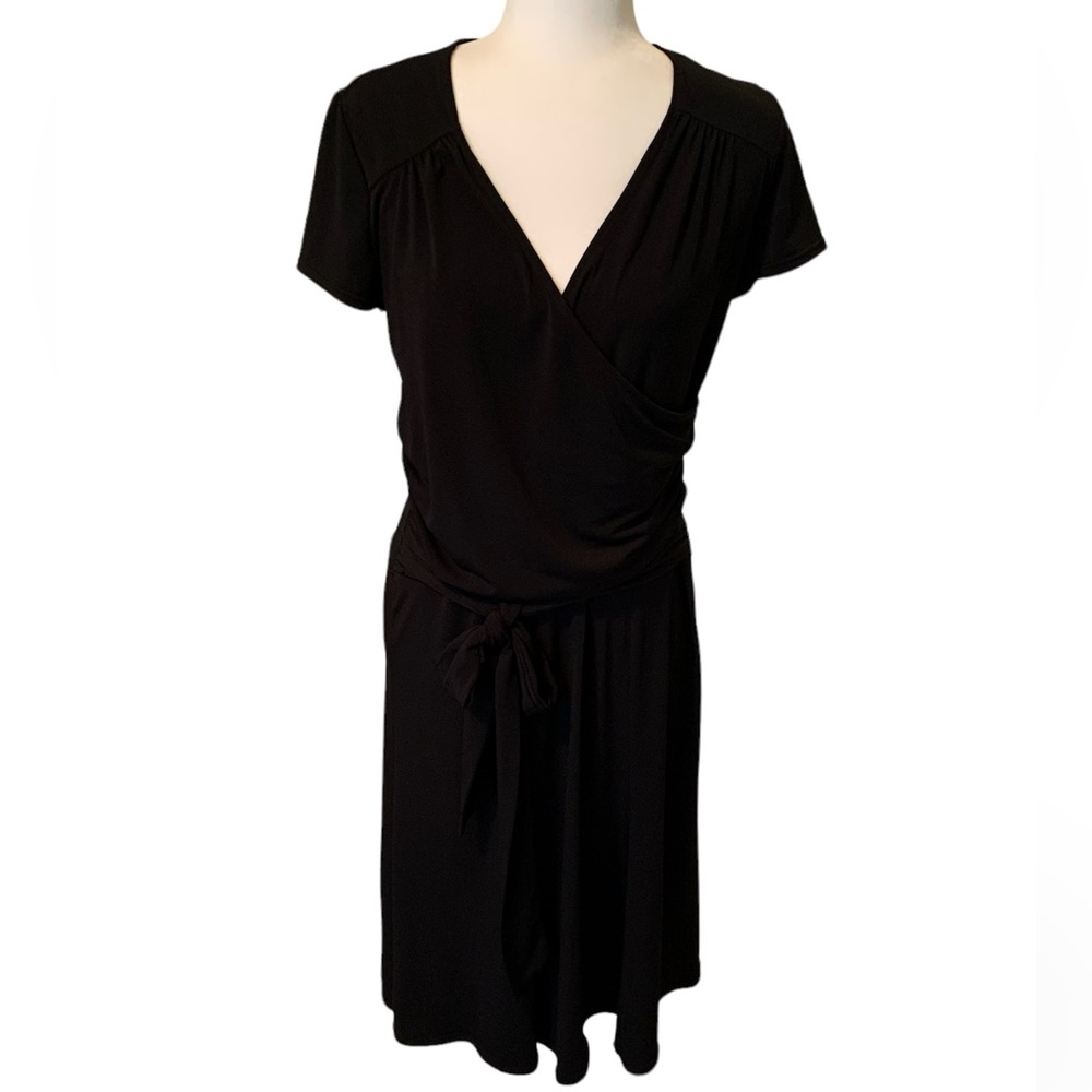 GEORGE Stretch Black Jersey Wrap Front Dress Size M